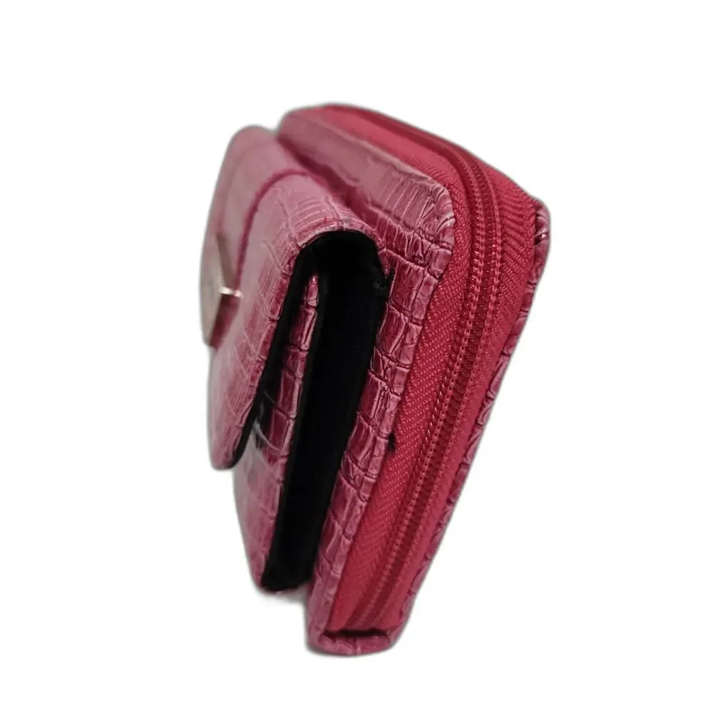 Kenneth Cole Unlisted Production Pink Croc Embossed Zip Around Wallet Clutch